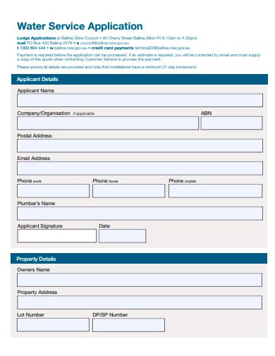 Form Center • Residential Water Service Application .
